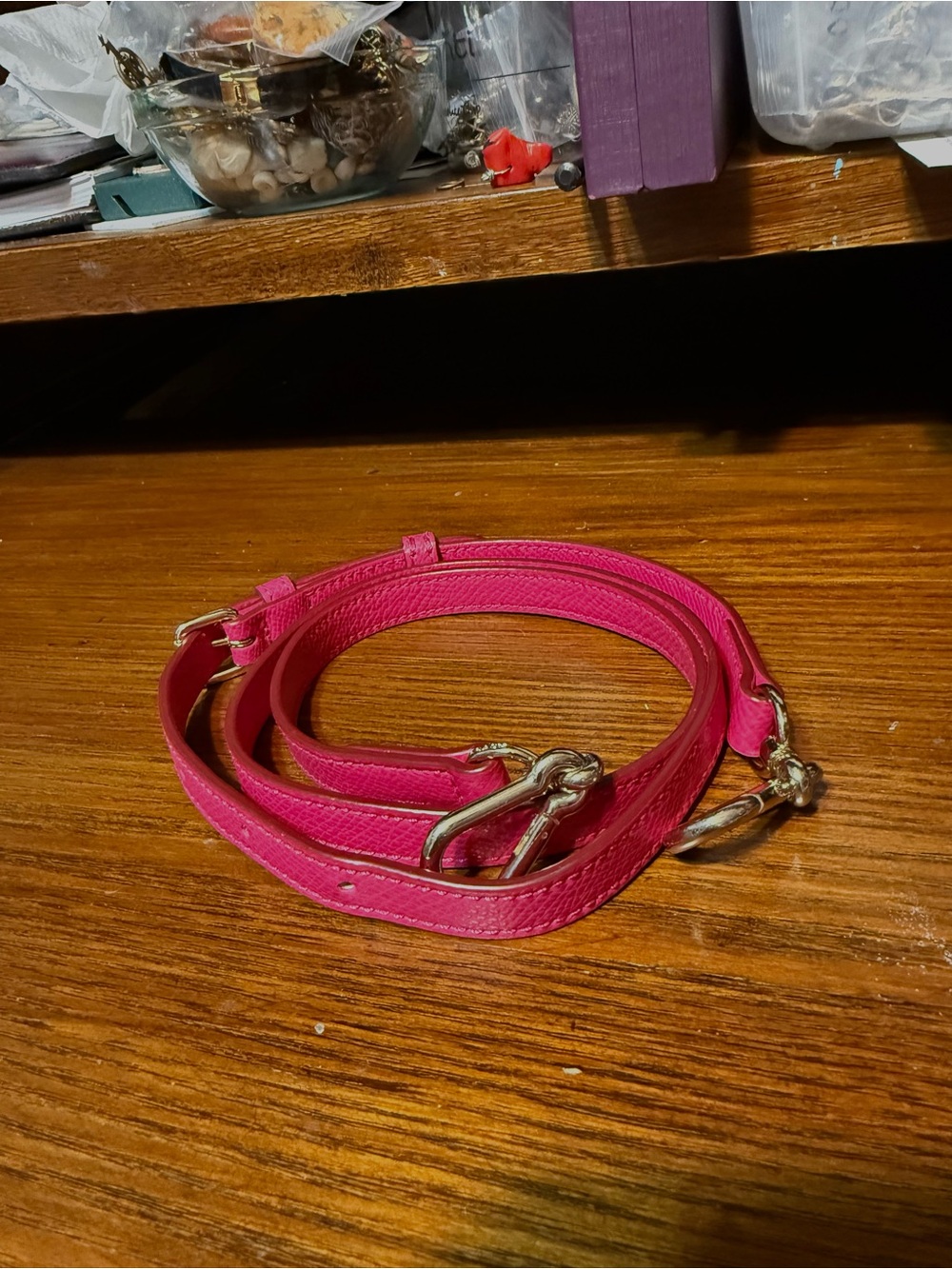 COACH Pink & Gold Tone leather adjustable Shoulder purse bag Replacement strap